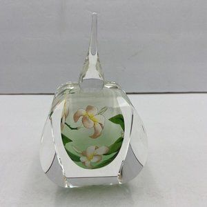 Signed Drawing Painting Art Glass Elegant Perfume Bottle
